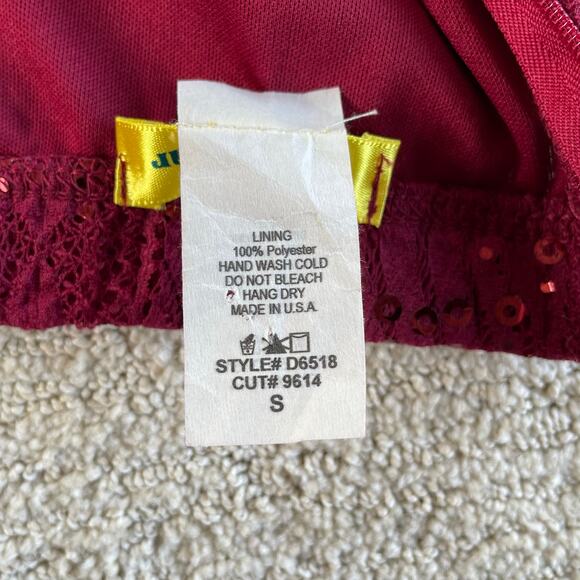 🔥Yellow Star Lace Sequins Strapless Mermaid Dress Burgundy Evening Party Dress - Picture 9 of 13